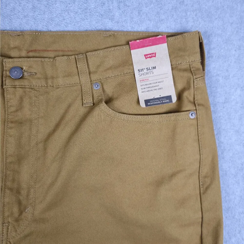 NWT Levi's 511 Mens Size 40 Tan Cut Off Slim Shorts